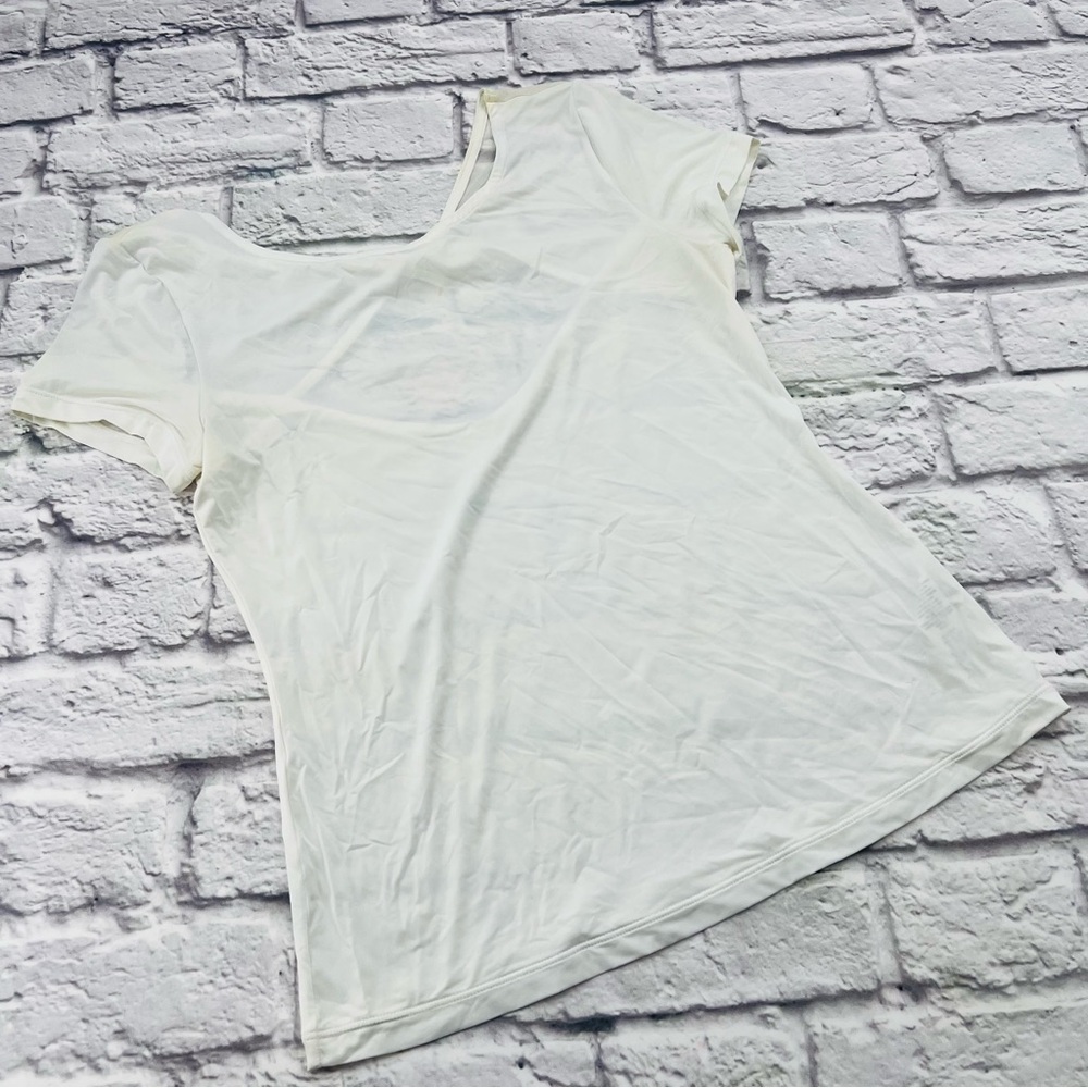 ZYIA Active White Short Sleeve Tee Twist Open Back Size XS Casual